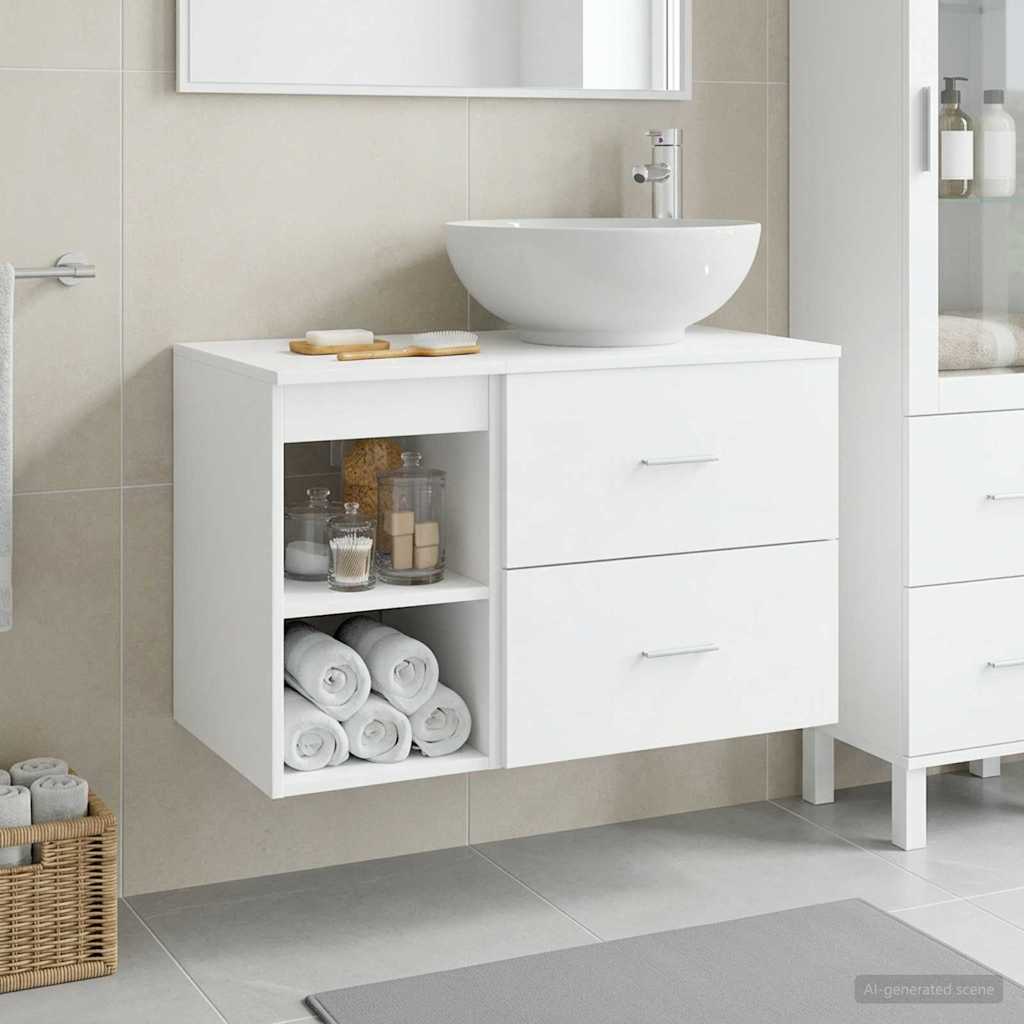 Set di mobili per il bagno 2 pcs Bianco Legno ingegnerizzato | homemem39