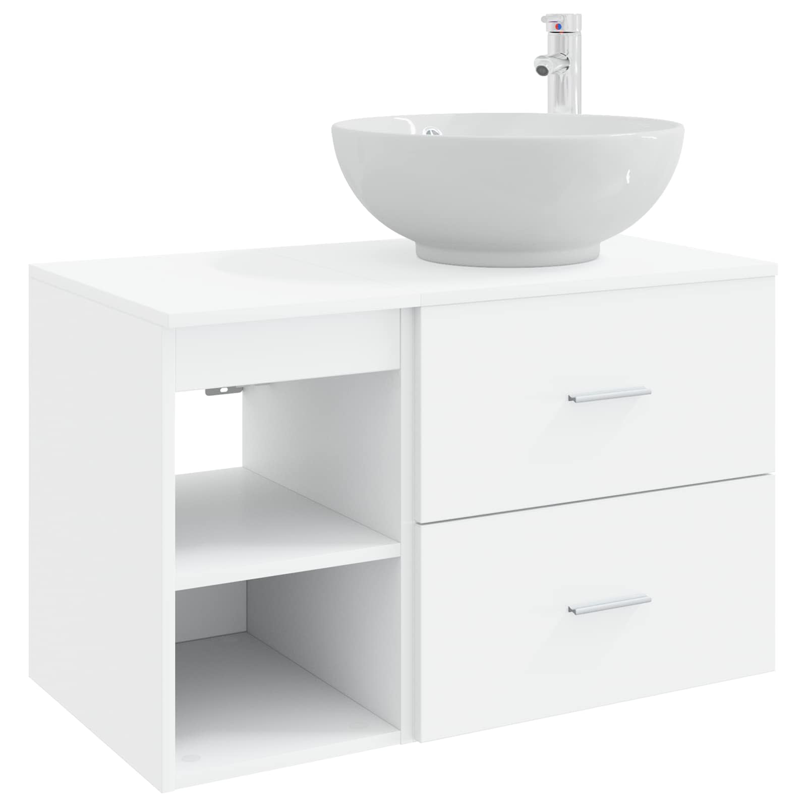 Set di mobili per il bagno 2 pcs Bianco Legno ingegnerizzato | homemem39