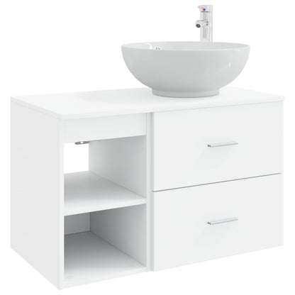 Set di mobili per il bagno 2 pcs Bianco Legno ingegnerizzato | homemem39
