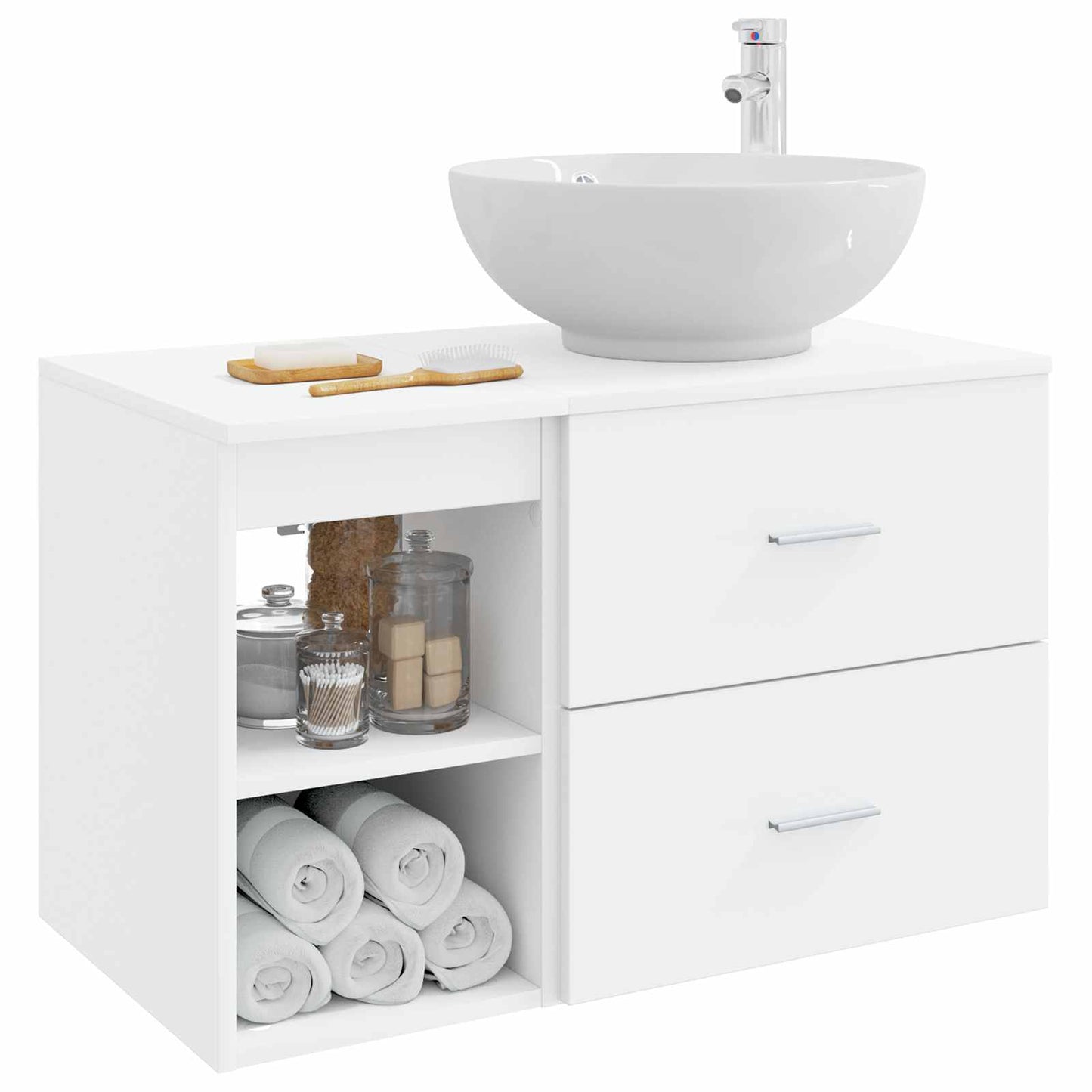 Set di mobili per il bagno 2 pcs Bianco Legno ingegnerizzato | homemem39