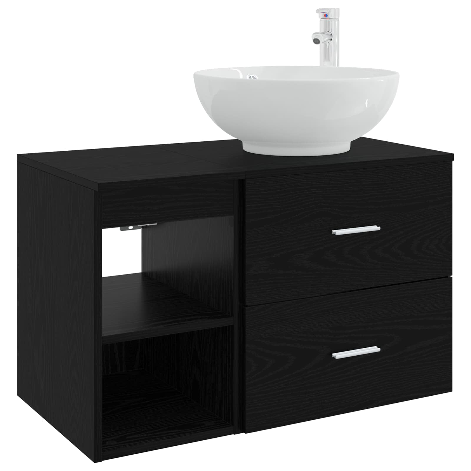Set di mobili per il bagno 2 pcs Rovere Nero | homemem39