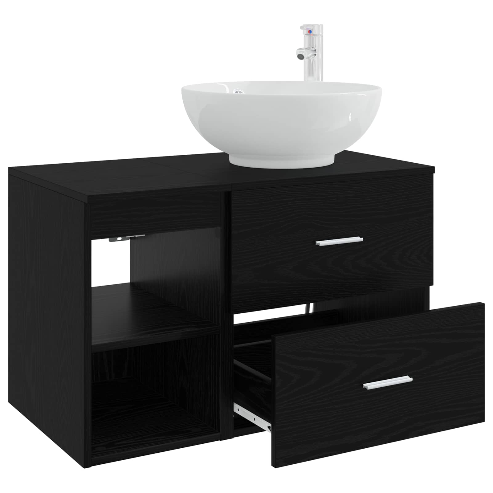 Set di mobili per il bagno 2 pcs Rovere Nero | homemem39