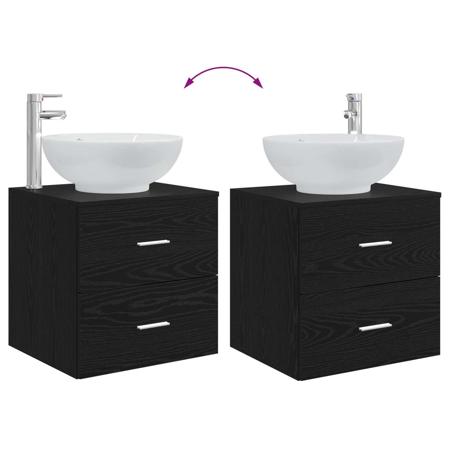 Set di mobili per il bagno 2 pcs Rovere Nero | homemem39