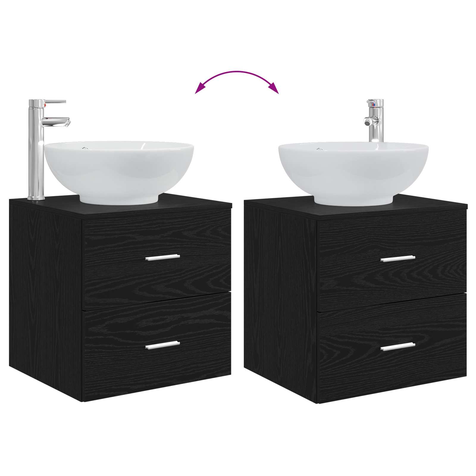 Set di mobili per il bagno 2 pcs Rovere Nero | homemem39
