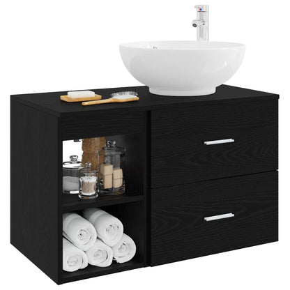 Set di mobili per il bagno 2 pcs Rovere Nero | homemem39