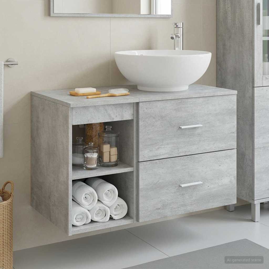 Set di mobili per il bagno 2 pcs Grigio Cemento | homemem39