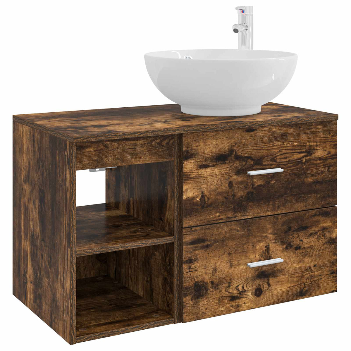 Set di mobili per il bagno 2 pz Rovere Fumo - homemem39