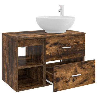 Set di mobili per il bagno 2 pz Rovere Fumo - homemem39