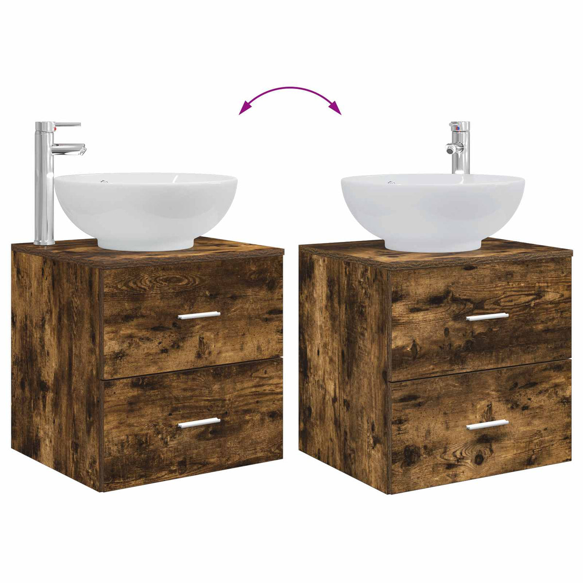 Set di mobili per il bagno 2 pcs Rovere Fumo | homemem39