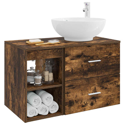 Set di mobili per il bagno 2 pz Rovere Fumo - homemem39