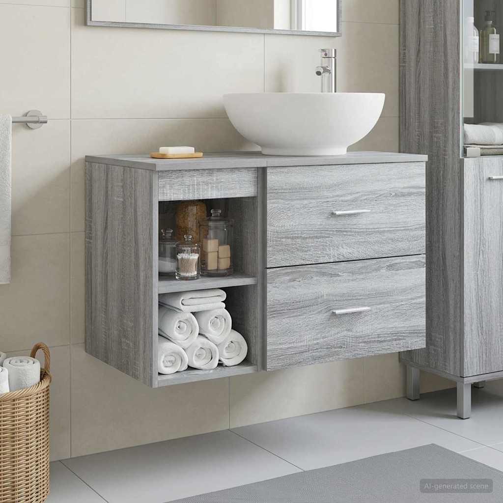 Set di mobili per il bagno 2 pcs Sonoma grigio | homemem39