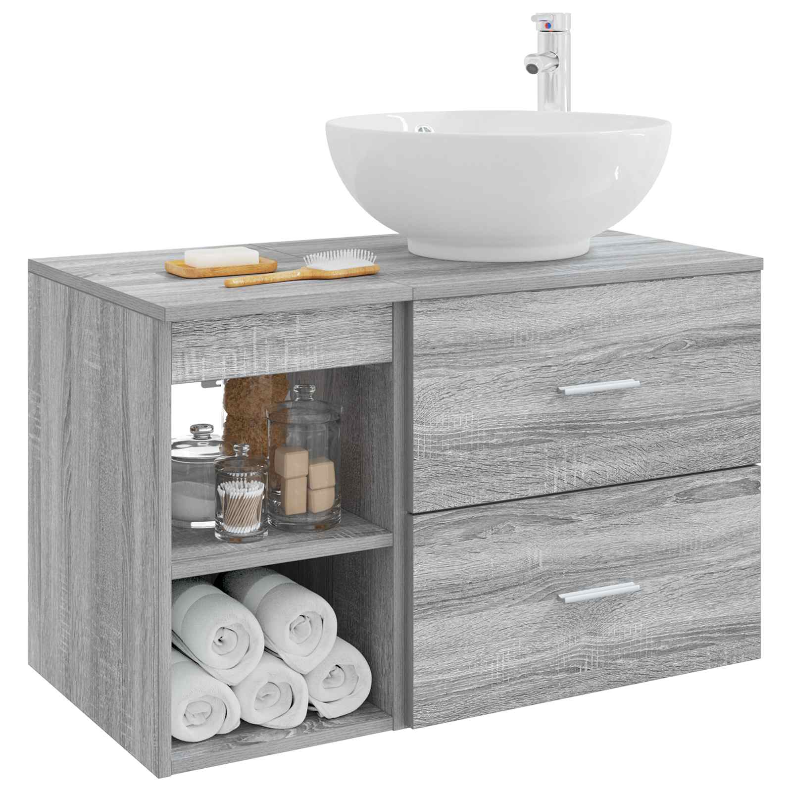 Set di mobili per il bagno 2 pcs Sonoma grigio | homemem39
