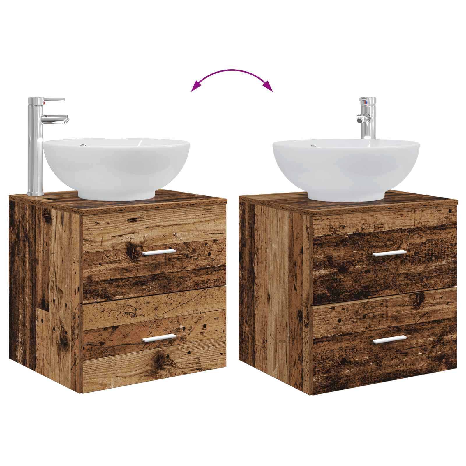 Set di mobili per il bagno 2 pcs Legno antico | homemem39
