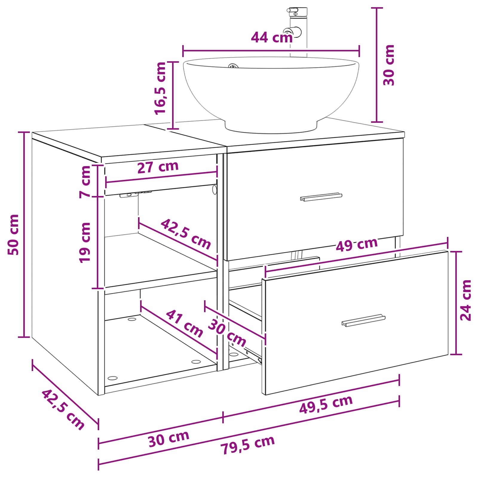 Set di mobili per il bagno 2 pcs Legno antico | homemem39