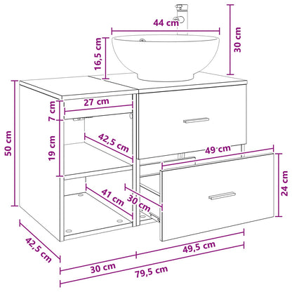 Set di mobili per il bagno 2 pcs Legno antico | homemem39
