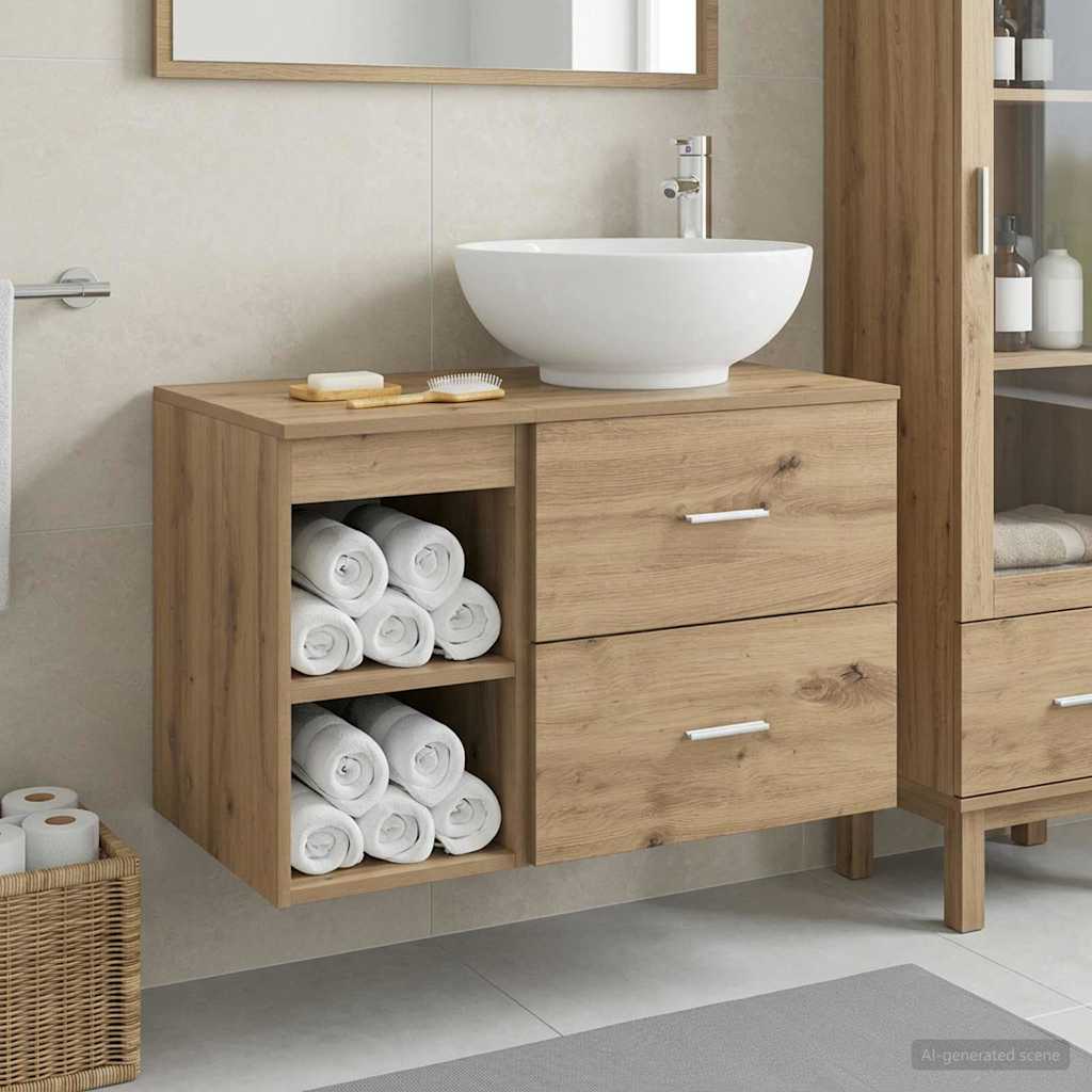 Set di mobili per il bagno 2 pz Rovere Artigianale | homemem39