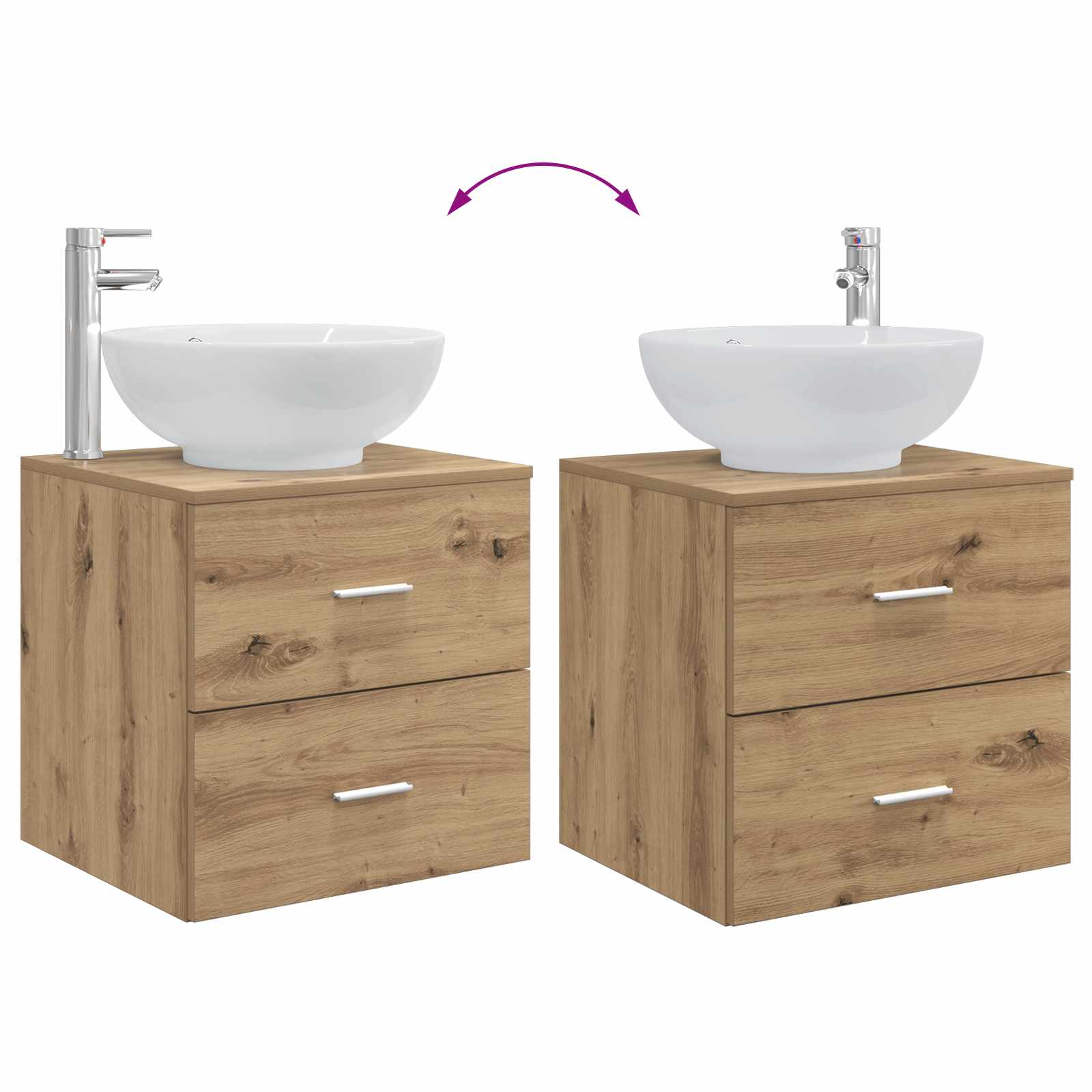 Set di mobili per il bagno 2 pz Rovere Artigianale | homemem39