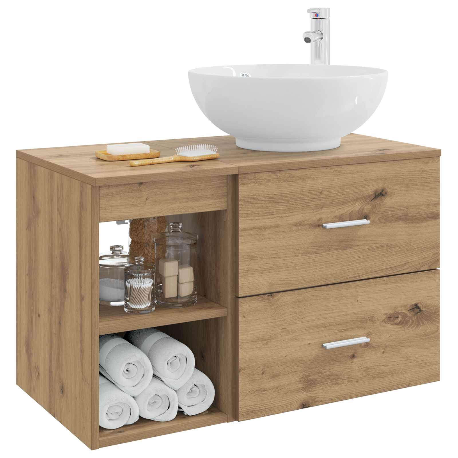 Set di mobili per il bagno 2 pz Rovere Artigianale | homemem39
