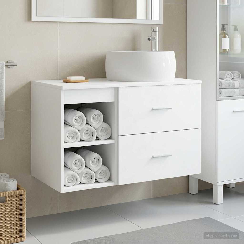 Set di mobili per il bagno 2 pcs Bianco Legno ingegnerizzato | homemem39