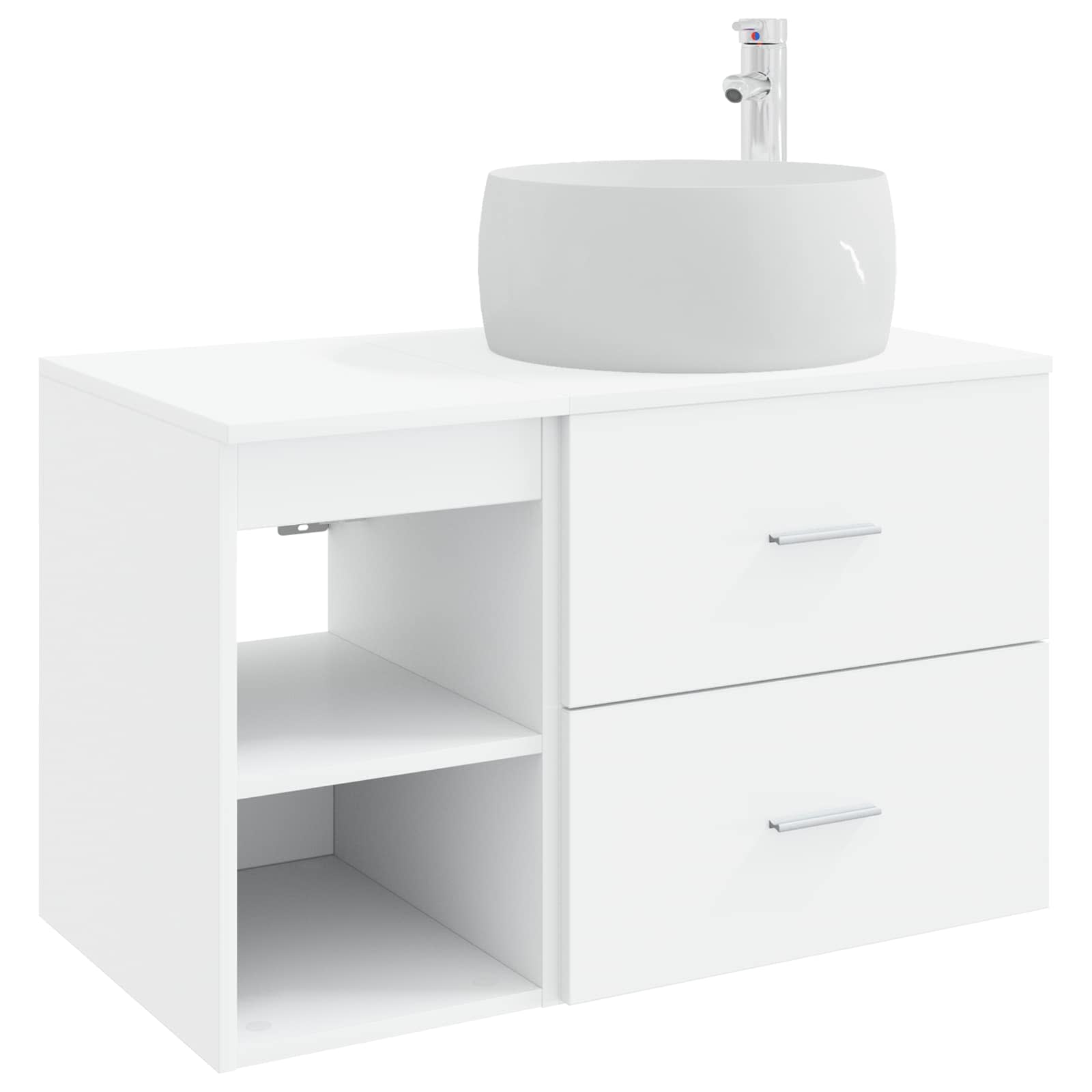 Set di mobili per il bagno 2 pcs Bianco Legno ingegnerizzato | homemem39