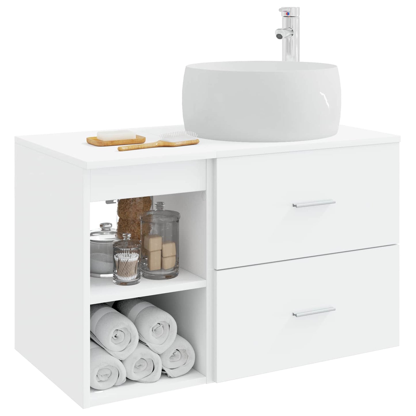 Set di mobili per il bagno 2 pcs Bianco Legno ingegnerizzato | homemem39