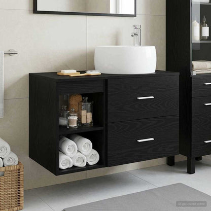 Set di mobili per il bagno 2 pcs Rovere Nero | homemem39