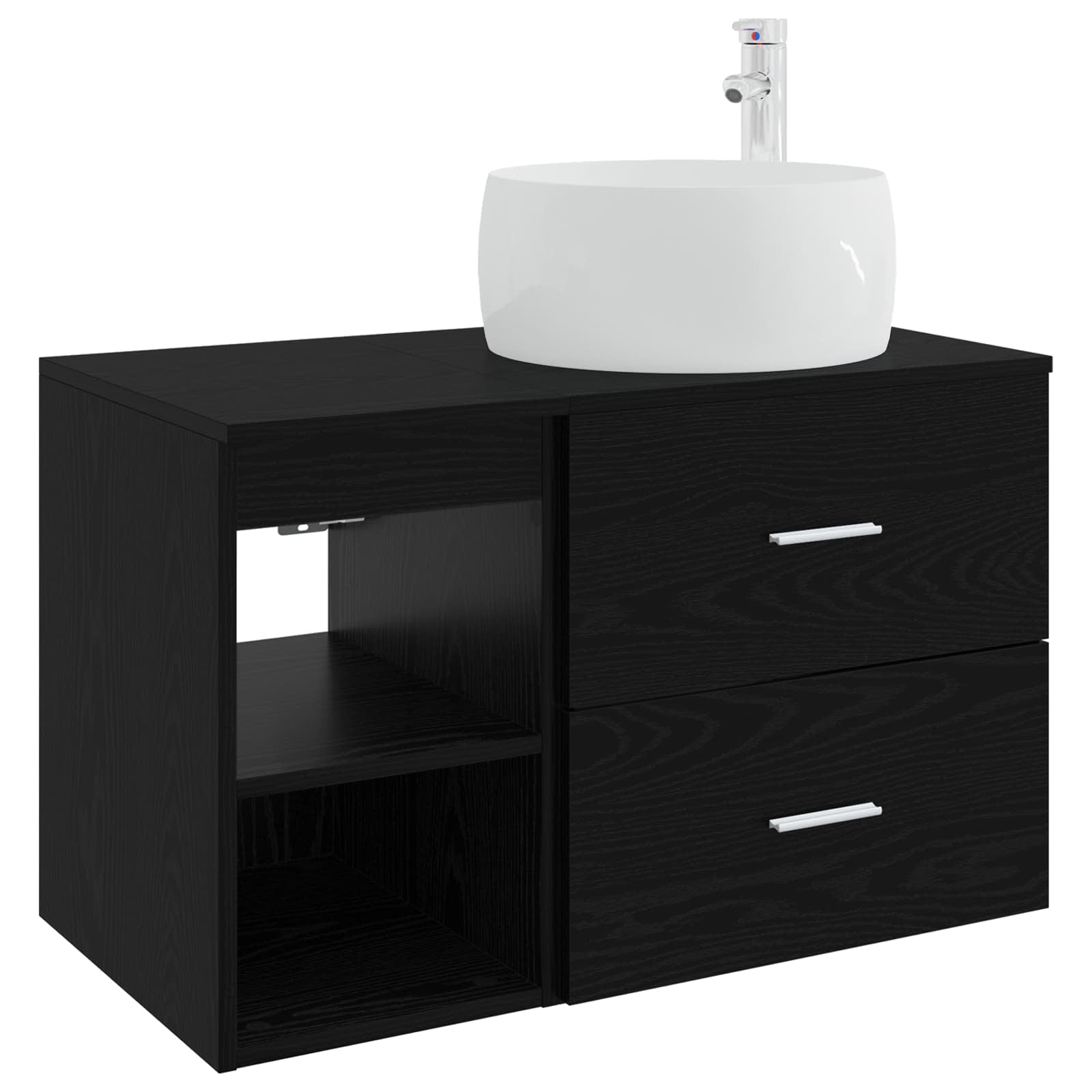 Set di mobili per il bagno 2 pcs Rovere Nero | homemem39