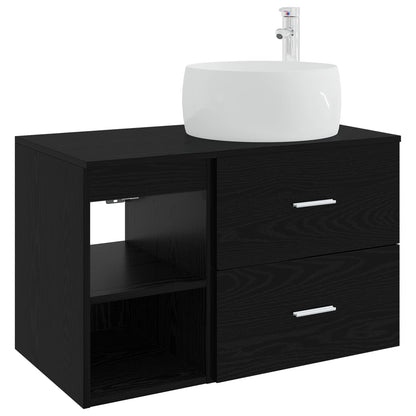 Set di mobili per il bagno 2 pcs Rovere Nero | homemem39