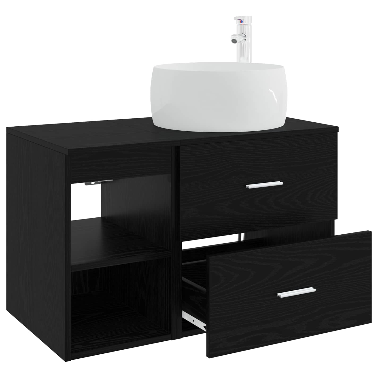 Set di mobili per il bagno 2 pcs Rovere Nero | homemem39