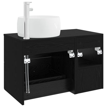 Set di mobili per il bagno 2 pcs Rovere Nero | homemem39