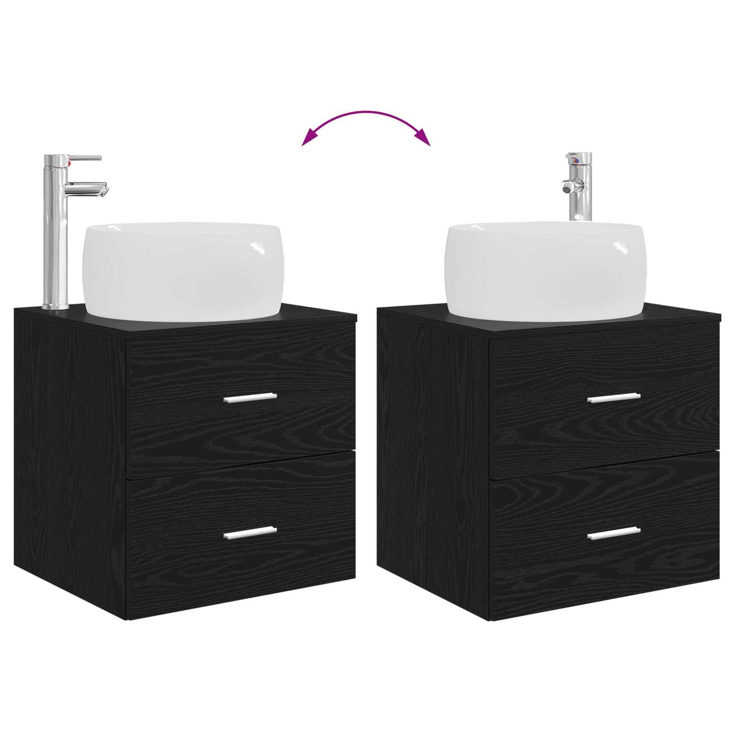 Set di mobili per il bagno 2 pcs Rovere Nero | homemem39