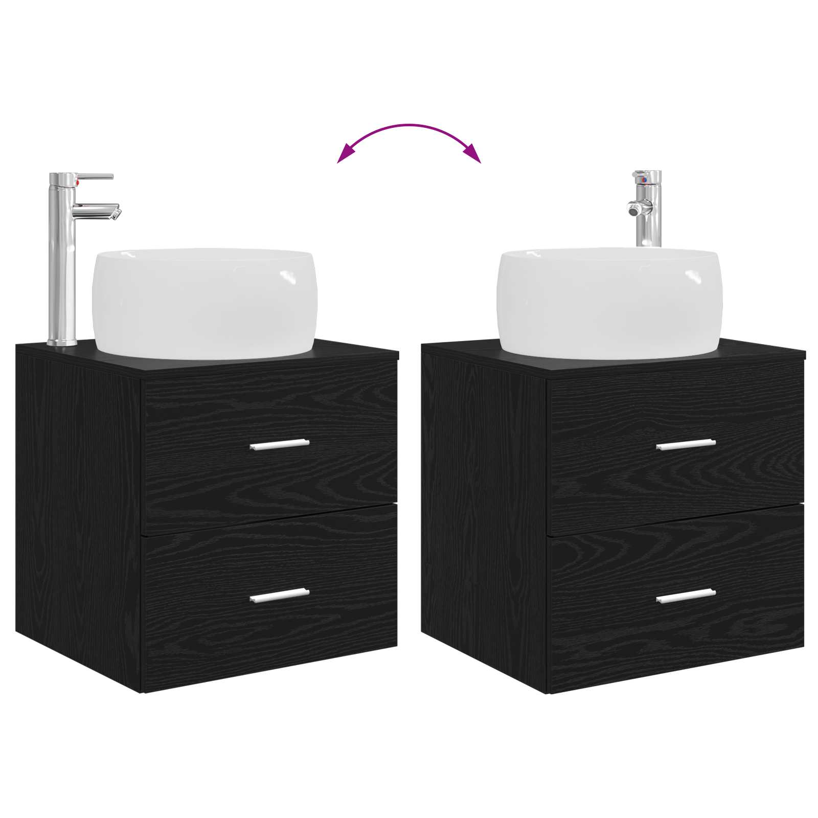 Set di mobili per il bagno 2 pcs Rovere Nero | homemem39