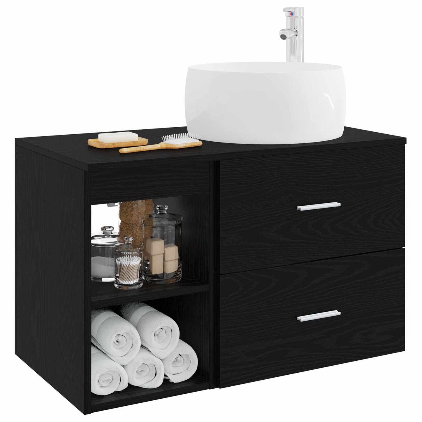 Set di mobili per il bagno 2 pcs Rovere Nero | homemem39