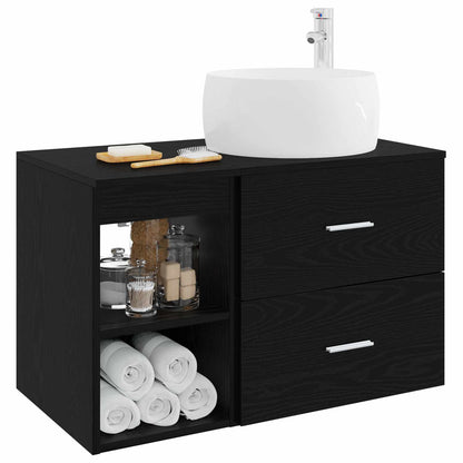 Set di mobili per il bagno 2 pcs Rovere Nero | homemem39