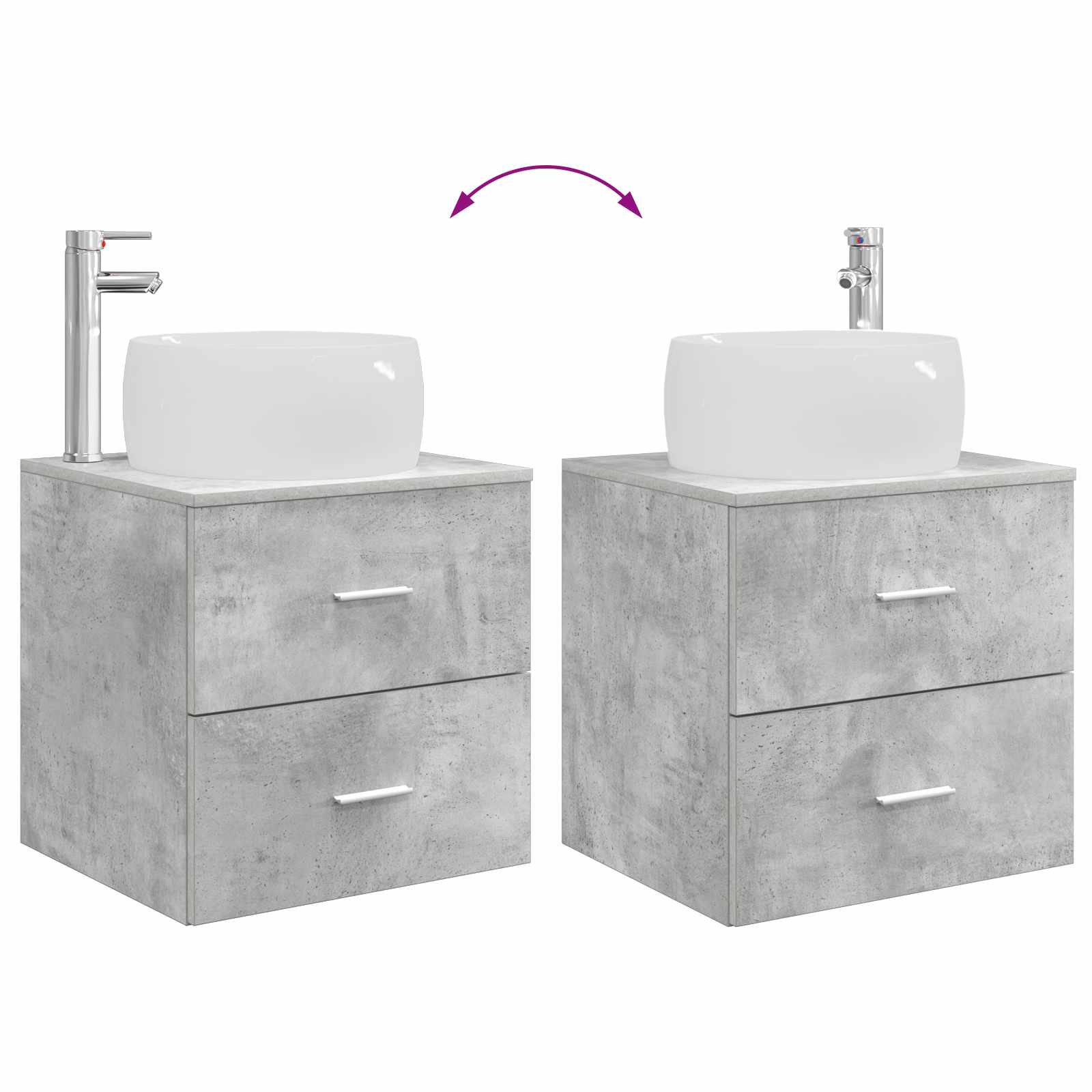 Set di mobili per il bagno 2 pcs Grigio Cemento | homemem39