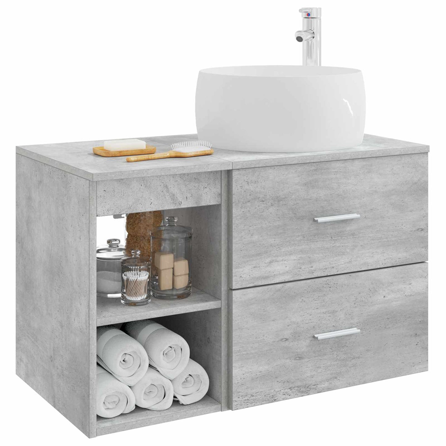 Set di mobili per il bagno 2 pcs Grigio Cemento | homemem39