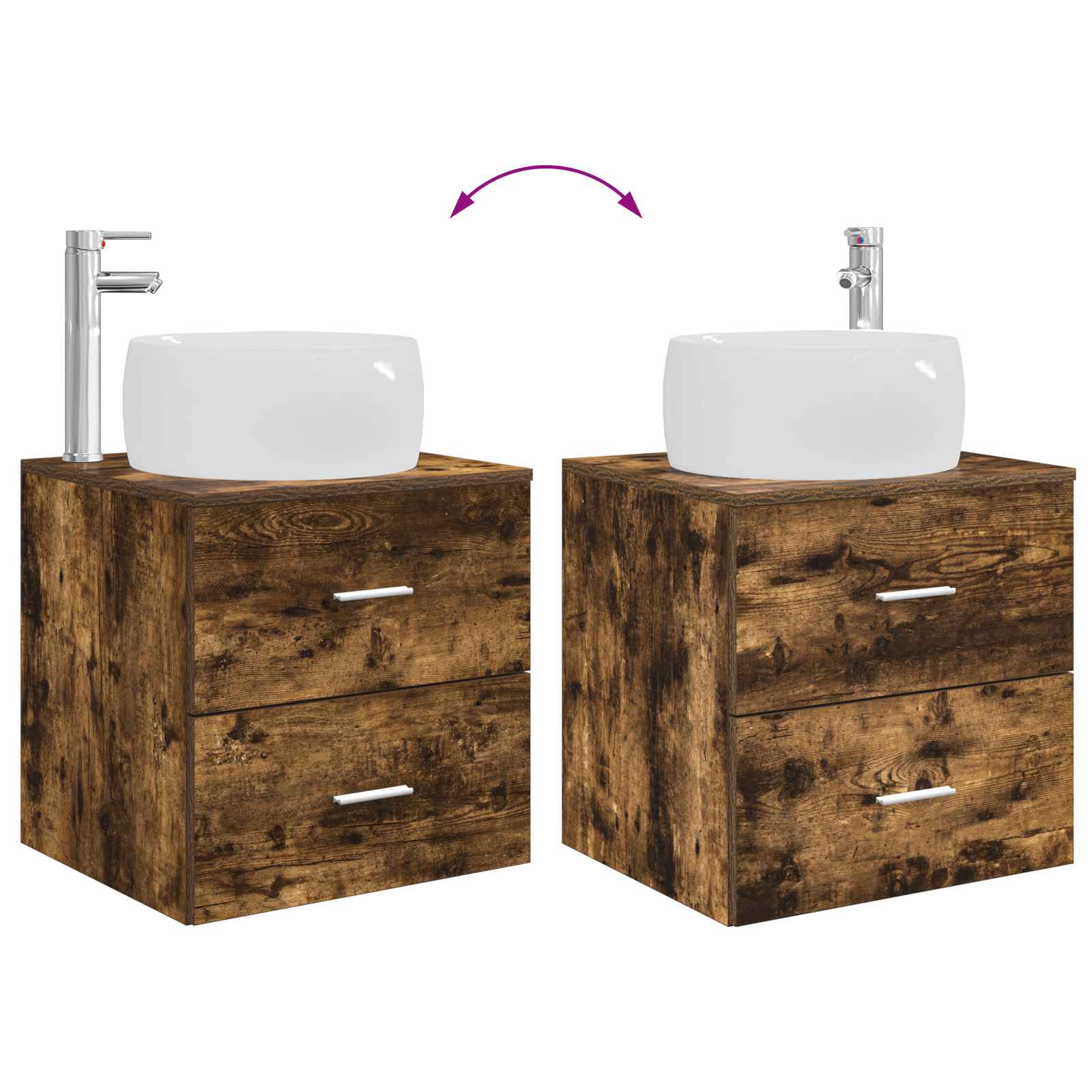 Set di mobili per il bagno 2 pcs Rovere Fumo | homemem39