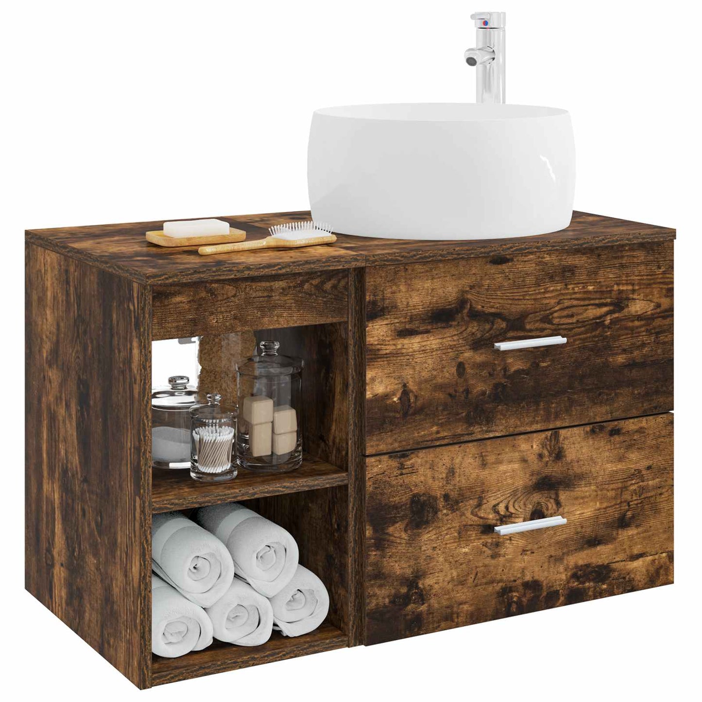 Set di mobili per il bagno 2 pcs Rovere Fumo | homemem39