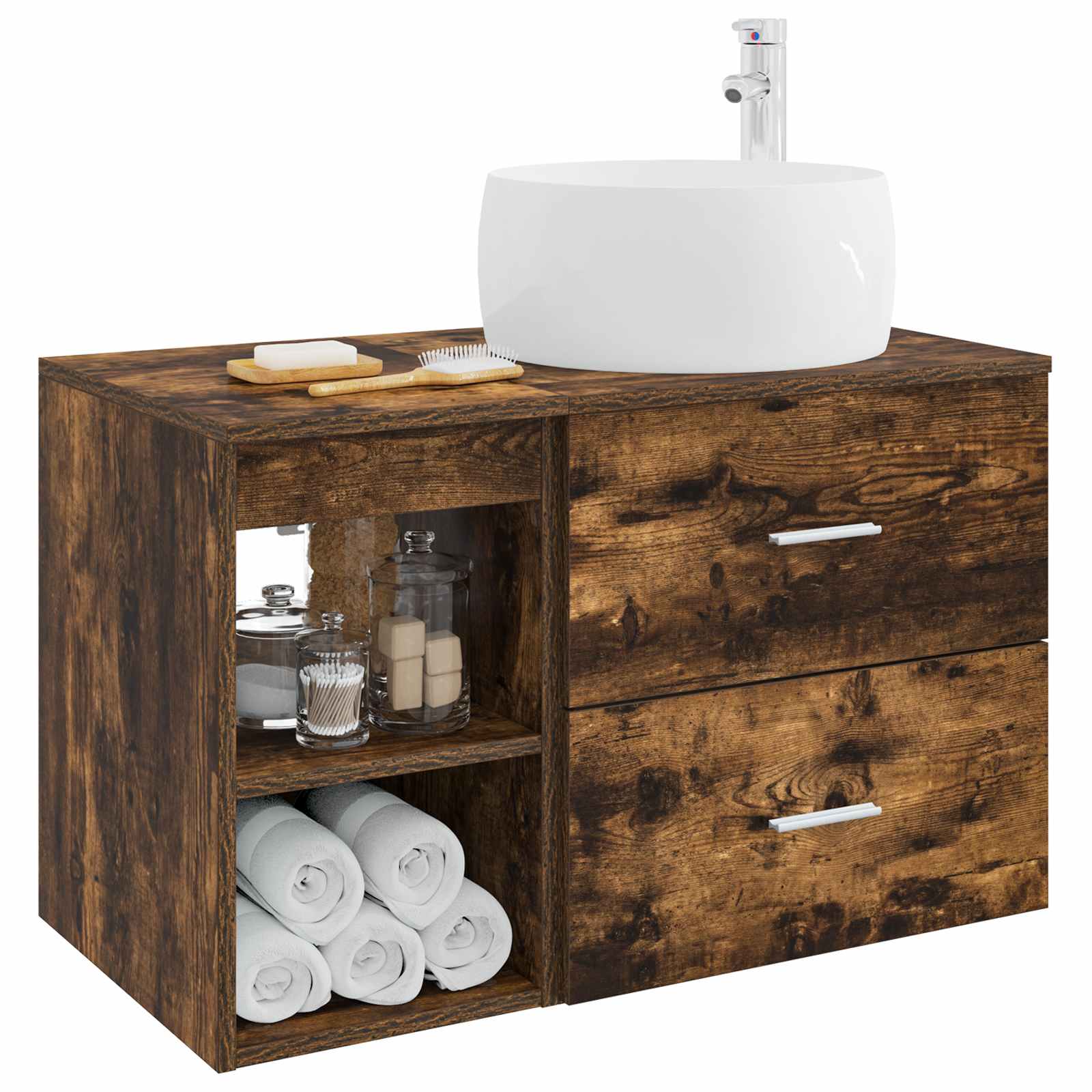 Set di mobili per il bagno 2 pcs Rovere Fumo | homemem39