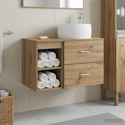 Set di mobili per il bagno 2 pz Rovere Artigianale | homemem39