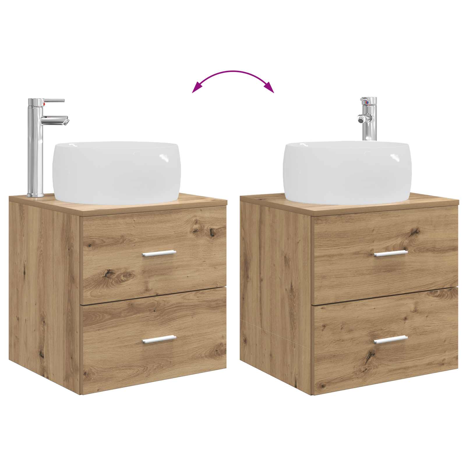 Set di mobili per il bagno 2 pz Rovere Artigianale | homemem39
