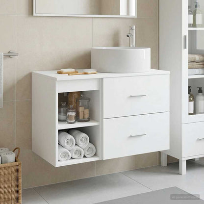 Set di mobili per il bagno 2 pcs Bianco Legno ingegnerizzato | homemem39