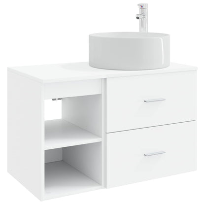 Set di mobili per il bagno 2 pcs Bianco Legno ingegnerizzato | homemem39