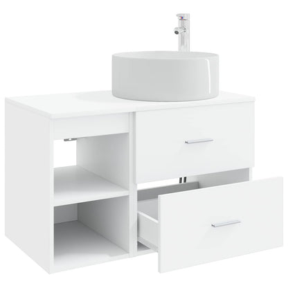 Set di mobili per il bagno 2 pcs Bianco Legno ingegnerizzato | homemem39