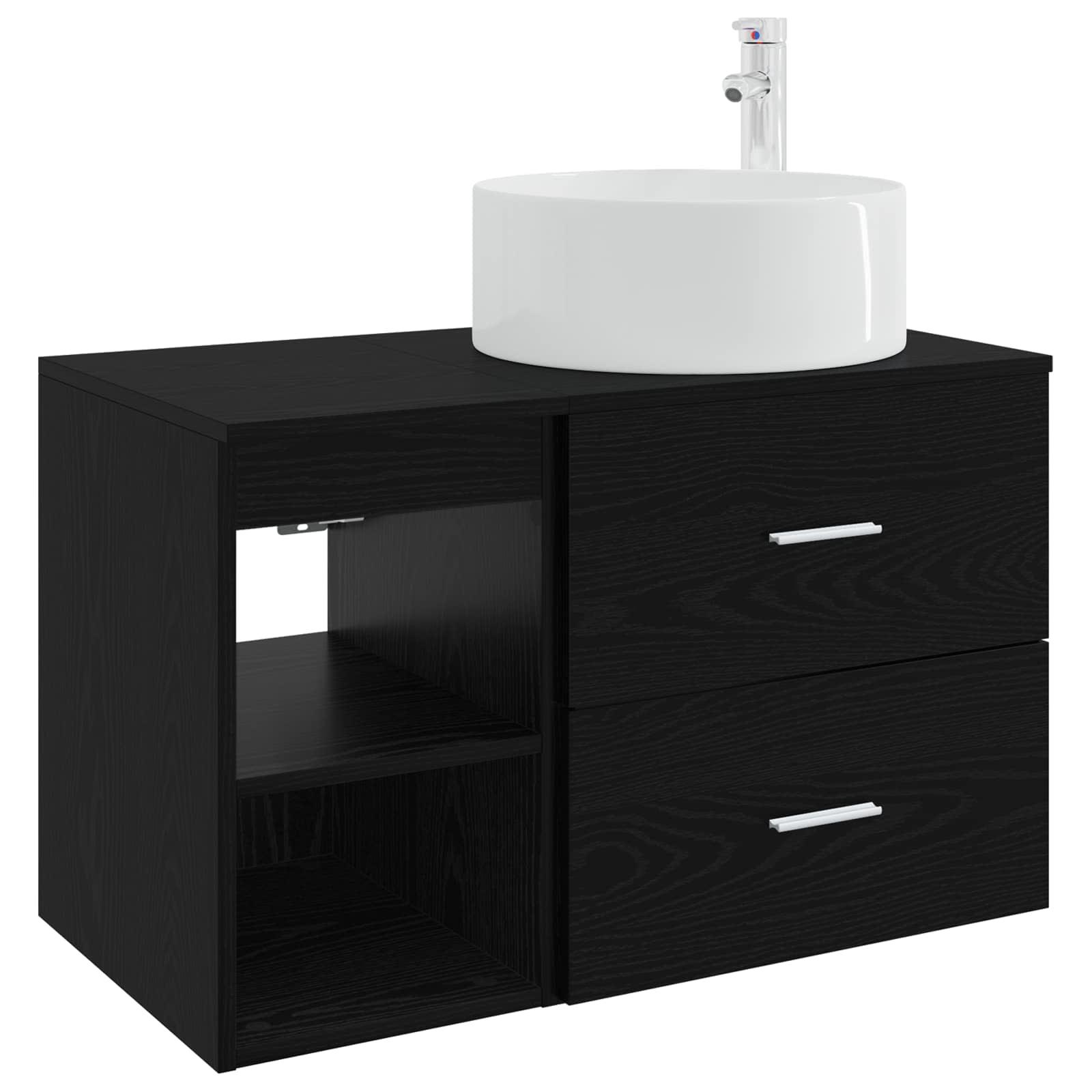 Set di mobili per il bagno 2 pcs Rovere Nero | homemem39