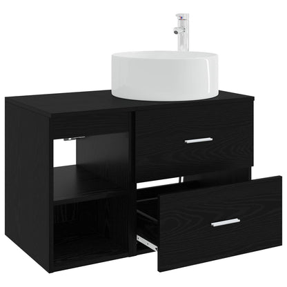 Set di mobili per il bagno 2 pcs Rovere Nero | homemem39