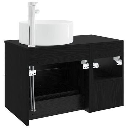 Set di mobili per il bagno 2 pcs Rovere Nero | homemem39