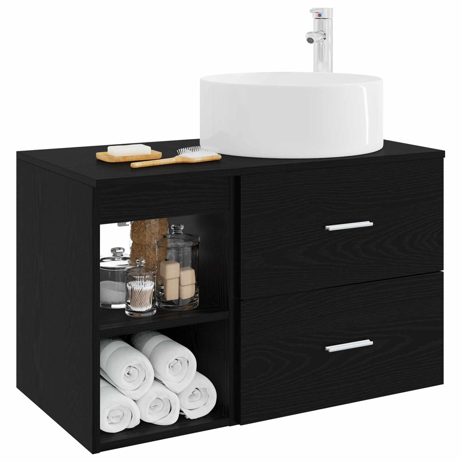 Set di mobili per il bagno 2 pcs Rovere Nero | homemem39