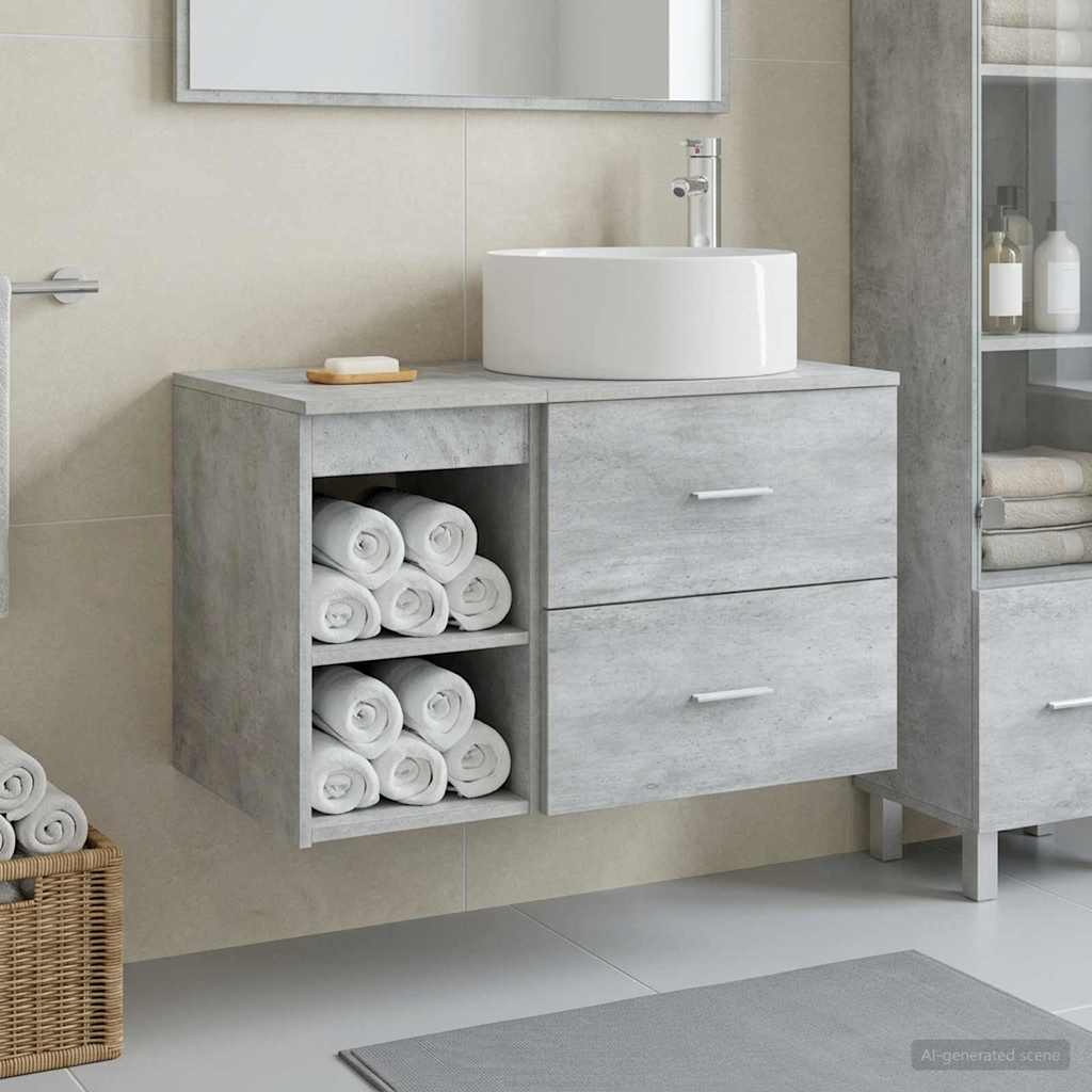 Set di mobili per il bagno 2 pcs Grigio Cemento | homemem39