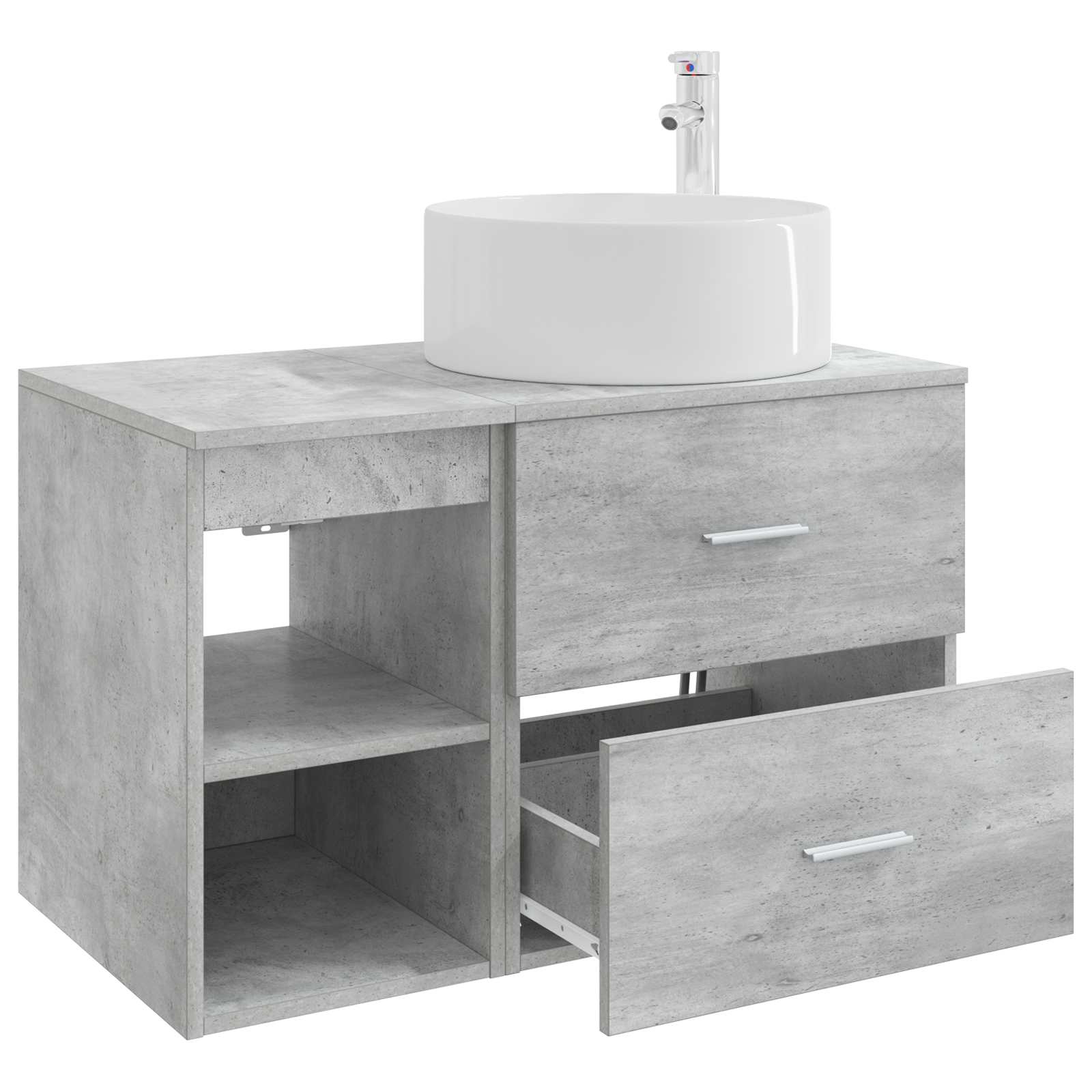 Set di mobili per il bagno 2 pcs Grigio Cemento | homemem39